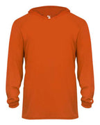 Badger Youth B-Core Hooded Long Sleeve T-Shirt - Burnt Orange