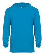 Badger Youth B-Core Hooded Long Sleeve T-Shirt - Electric Blue