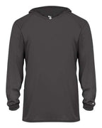 Badger Youth B-Core Hooded Long Sleeve T-Shirt - Graphite