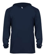 Badger Youth B-Core Hooded Long Sleeve T-Shirt - Navy