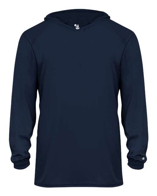Badger Youth B-Core Hooded Long Sleeve T-Shirt - Navy