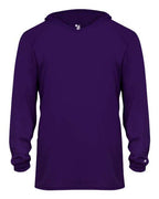Badger Youth B-Core Hooded Long Sleeve T-Shirt - Purple