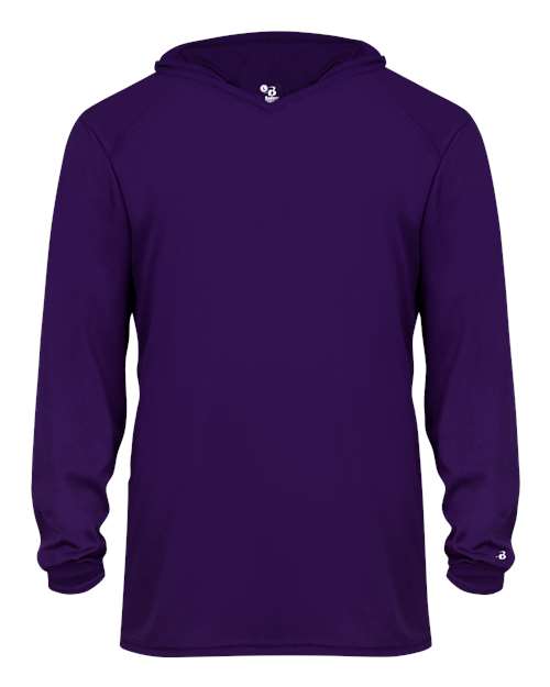 Badger Youth B-Core Hooded Long Sleeve T-Shirt - Purple
