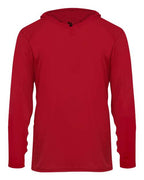 Badger Youth B-Core Hooded Long Sleeve T-Shirt - Red