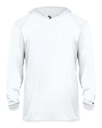 Badger Youth B-Core Hooded Long Sleeve T-Shirt - White