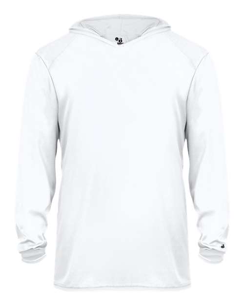 Badger Youth B-Core Hooded Long Sleeve T-Shirt - White