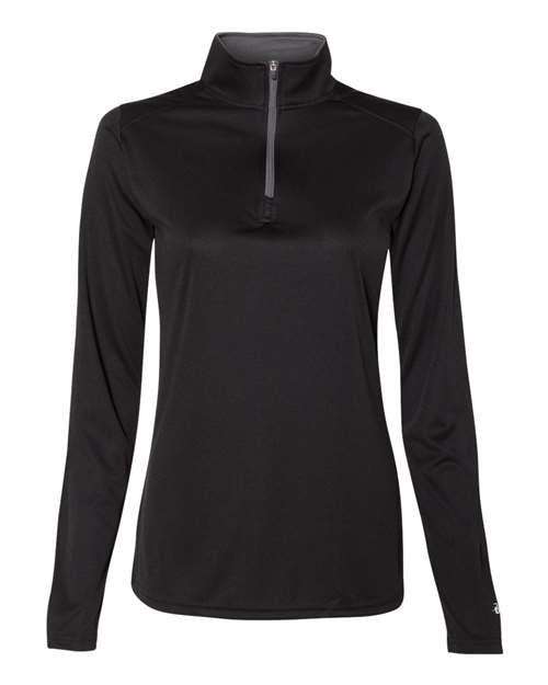 Badger Women’s B-Core Quarter-Zip Pullover - Black/ Graphite