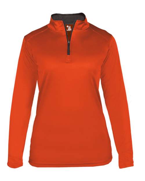 Badger Women’s B-Core Quarter-Zip Pullover - Burnt Orange/ Graphite