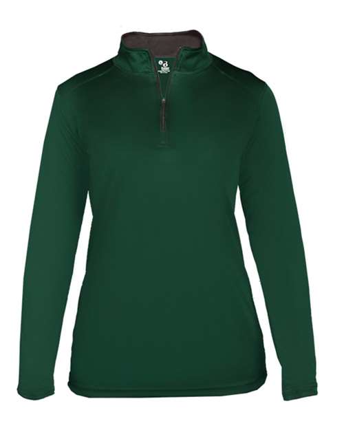Badger Women’s B-Core Quarter-Zip Pullover - Forest/ Graphite