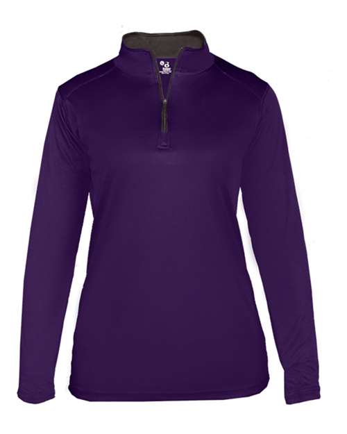 Badger Women’s B-Core Quarter-Zip Pullover - Purple/ Graphite