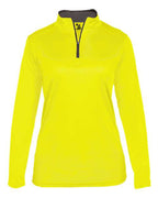 Badger Women’s B-Core Quarter-Zip Pullover - Safety Yellow Green/ Graphite