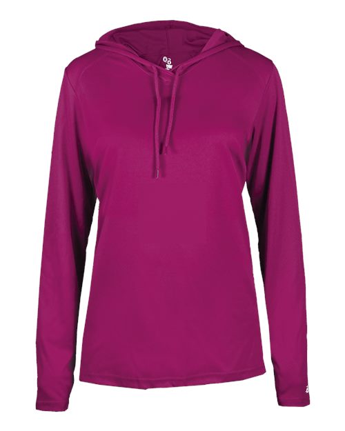 Badger Women's B-Core Hooded Long Sleeve T-Shirt (Part 1 of 2) - Hot Pink