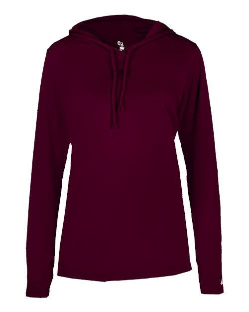 Badger Women's B-Core Hooded Long Sleeve T-Shirt (Part 1 of 2) - Maroon