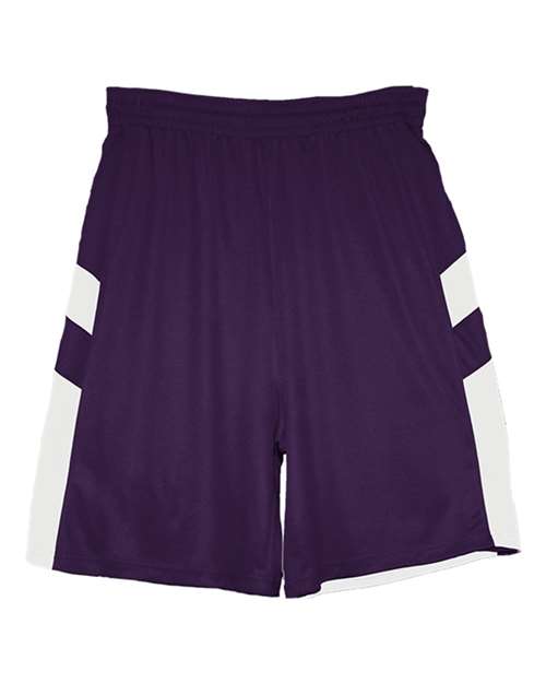 Alleson Athletic Youth B-Pivot Reverisble Shorts - Purple/ White