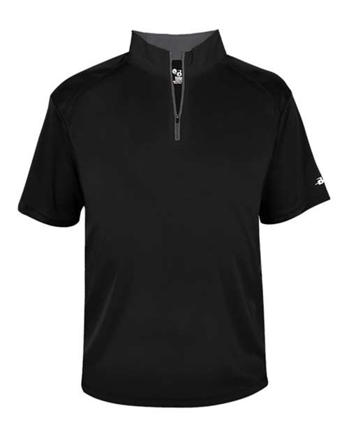 Badger Men's B-Core Short Sleeve Quarter-Zip (Part 1 of 2) - Black/ Graphite