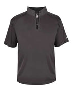 Badger Men's B-Core Short Sleeve Quarter-Zip (Part 1 of 2) - Graphite/ Black