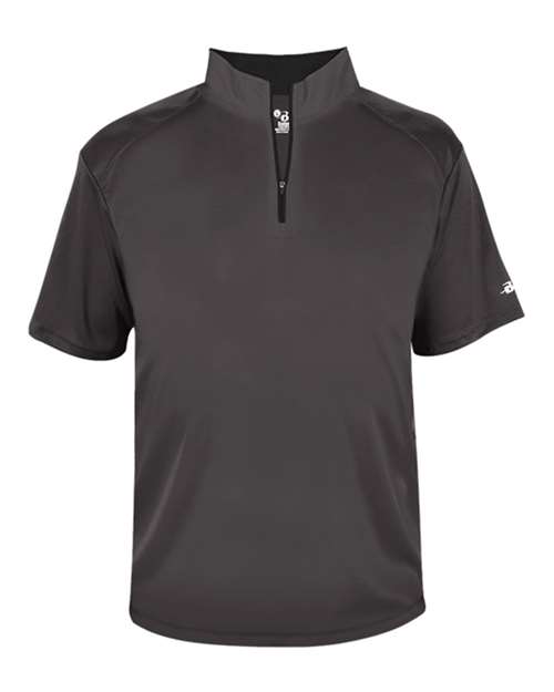 Badger Men's B-Core Short Sleeve Quarter-Zip (Part 1 of 2) - Graphite/ Black