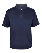 Badger Men's B-Core Short Sleeve Quarter-Zip (Part 1 of 2) - Navy/ Graphite