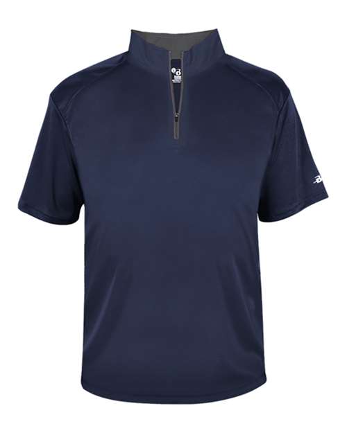 Badger Men's B-Core Short Sleeve Quarter-Zip (Part 1 of 2) - Navy/ Graphite