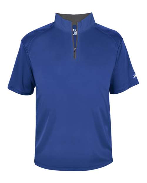 Badger Men's B-Core Short Sleeve Quarter-Zip (Part 1 of 2) - Royal/ Graphite