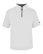 Badger Men's B-Core Short Sleeve Quarter-Zip (Part 2 of 2) - White/ Graphite