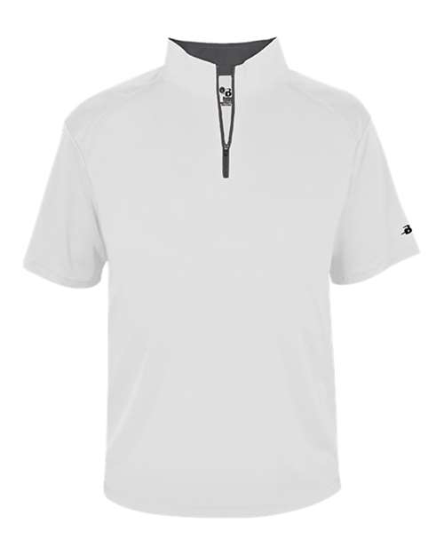 Badger Men's B-Core Short Sleeve Quarter-Zip (Part 2 of 2) - White/ Graphite