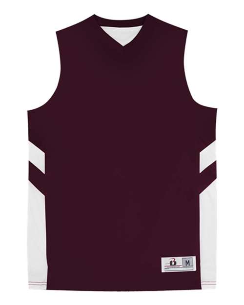 Alleson Athletic Men's B-Pivot Rev Tank Top - Maroon/ White