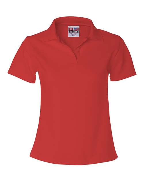 Bayside Women's USA-Made V-Neck Polo - Red