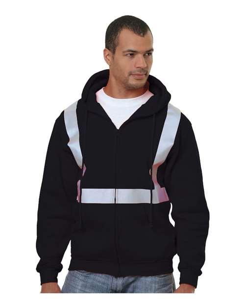 Bayside Men's USA-Made Hi-Visibility Full-Zip Hooded Sweatshirt - Black