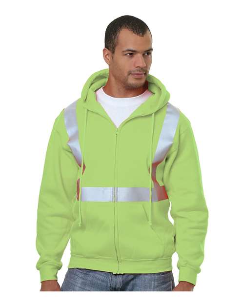 Bayside Men's USA-Made Hi-Visibility Full-Zip Hooded Sweatshirt - Lime Green