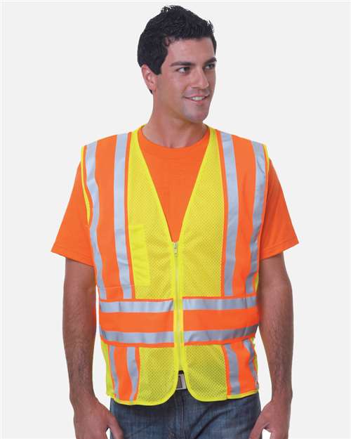 Bayside Unisex USA-Made ANSI Safety Mesh Vest - Lime Green