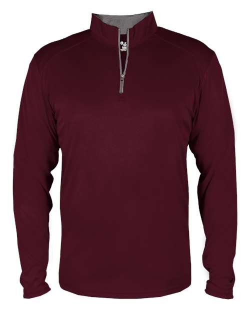 Badger Youth B-Core Quarter-Zip Pullover - Maroon/ Graphite
