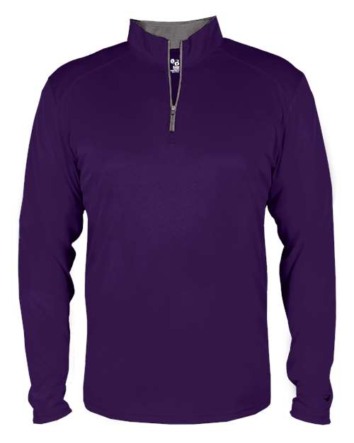 Badger Youth B-Core Quarter-Zip Pullover - Purple/ Graphite