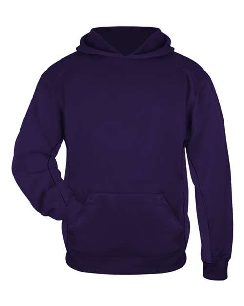 Badger Youth Performance Fleece Hooded Sweatshirt - Purple