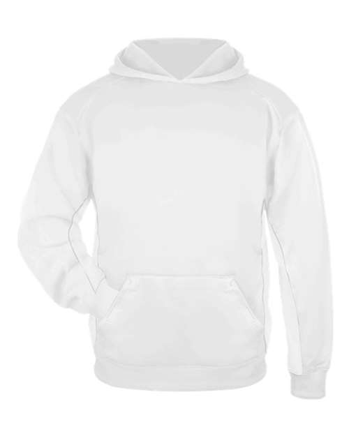 Badger Youth Performance Fleece Hooded Sweatshirt - White