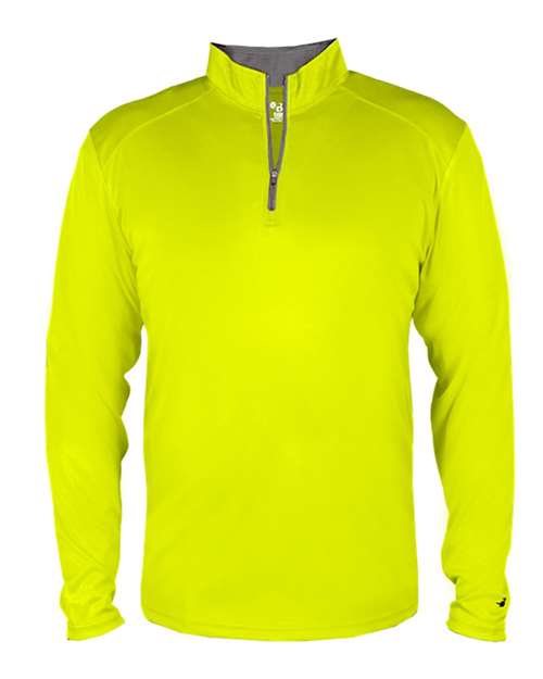 Badger Men's B-Core Quarter-Zip Pullover (Part 1 of 2) - Safety Yellow Green/ Graphite