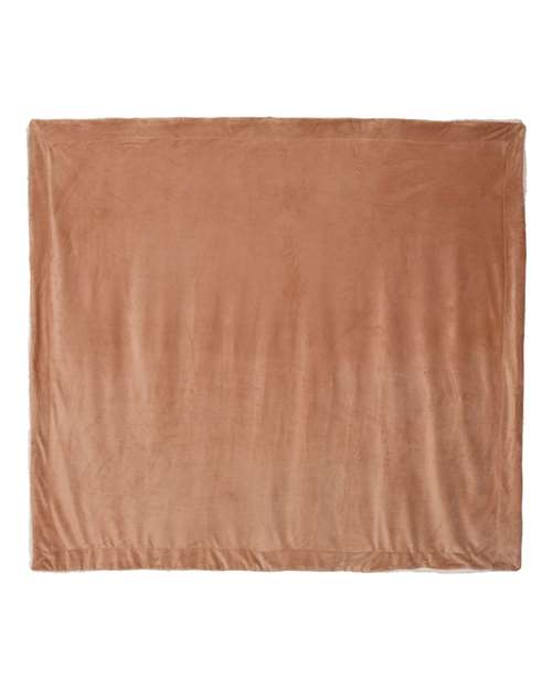 Alpine Fleece Oversized Mink Sherpa Blanket - Camel
