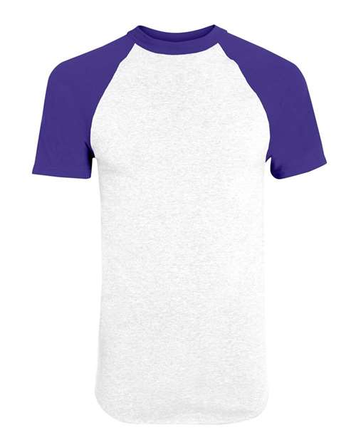Augusta Sportswear Unisex Raglan Baseball Jersey - White/ Purple