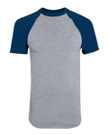 Augusta Sportswear Youth Raglan Baseball Jersey - Athletic Heather/ Navy