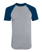 Augusta Sportswear Youth Raglan Baseball Jersey - Athletic Heather/ Navy