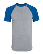 Augusta Sportswear Youth Raglan Baseball Jersey - Athletic Heather/ Royal