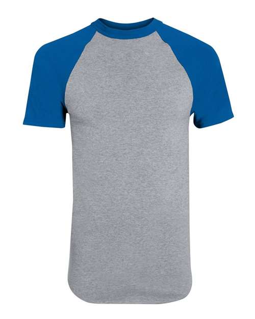 Augusta Sportswear Youth Raglan Baseball Jersey - Athletic Heather/ Royal