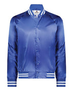 Augusta Sportswear Unisex Satin Baseball Jacket Striped Trim - Royal/ White