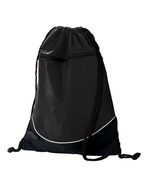 Augusta Sportswear Tri-Color Drawstring Backpack - Black/ Black/ White