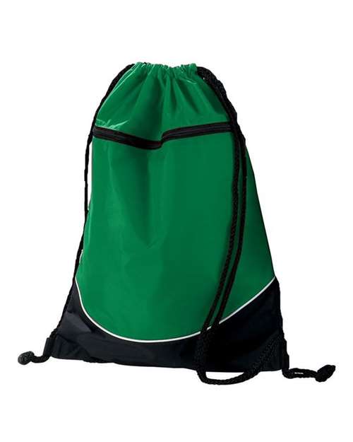 Augusta Sportswear Tri-Color Drawstring Backpack - Kelly/ Black/ White