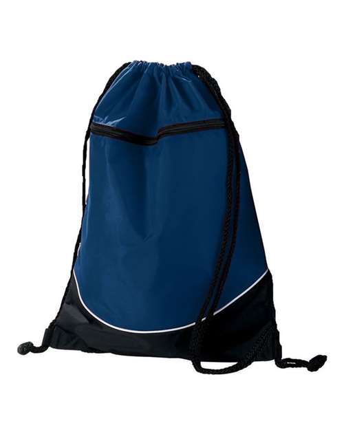 Augusta Sportswear Tri-Color Drawstring Backpack - Navy/ Black/ White