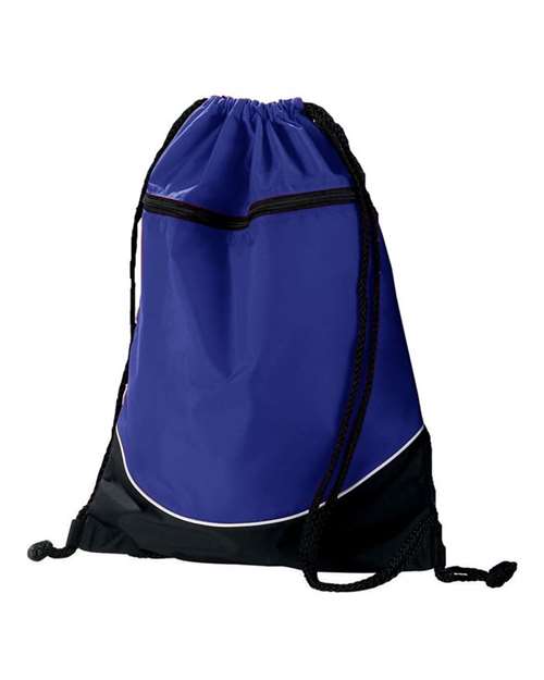 Augusta Sportswear Tri-Color Drawstring Backpack - Purple/ Black/ White