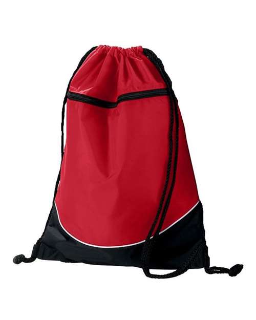 Augusta Sportswear Tri-Color Drawstring Backpack - Red/ Black/ White