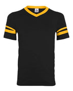 Augusta Sportswear V-Neck Jersey with Striped Sleeves (Part 1 of 2) - Black/ Gold
