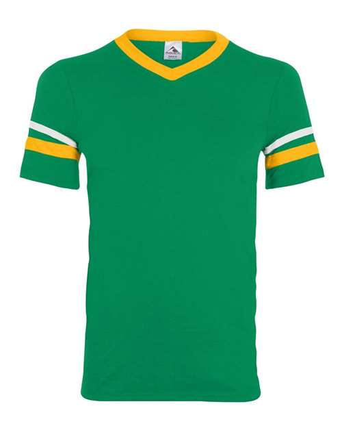 Augusta Sportswear V-Neck Jersey with Striped Sleeves (Part 1 of 2) - Kelly/ Gold/ White